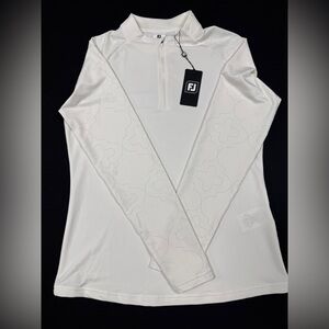 FootJoy - Women’s Small - White Printed Sleeve 1/4 Zip - NEW